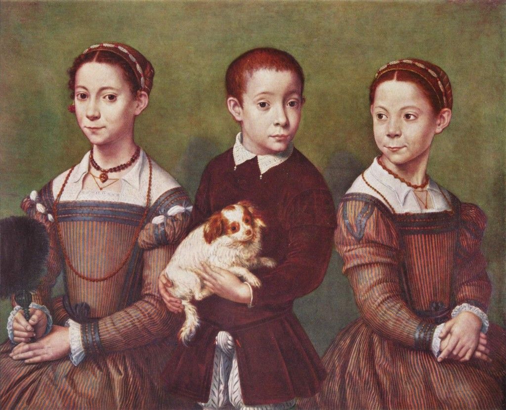 Tres niños con perro. Sofonisba Anguissola